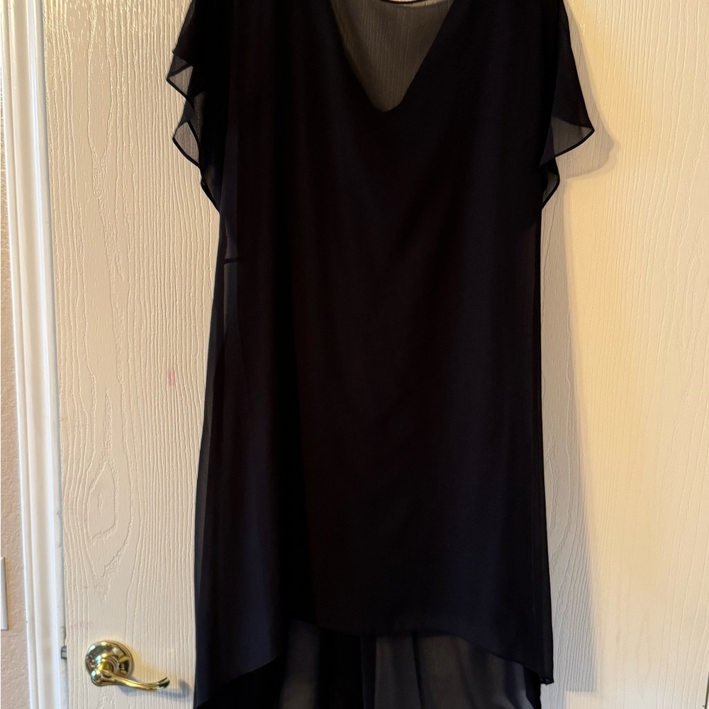 Adrianna Papell Elegant Black Chiffon Dress